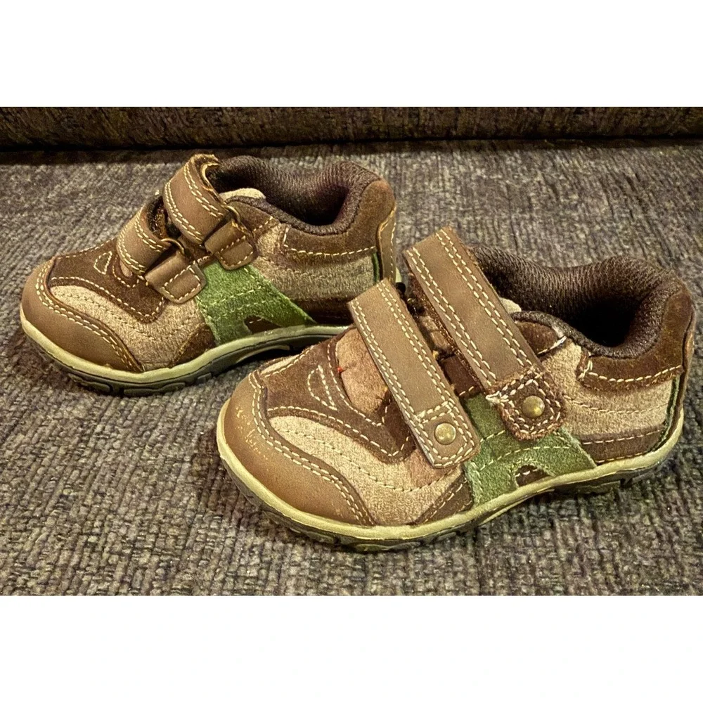 Baby Infant Boy Shoes Size 5 Genuine Kids OshKosh Brown Hook And Loop Closure